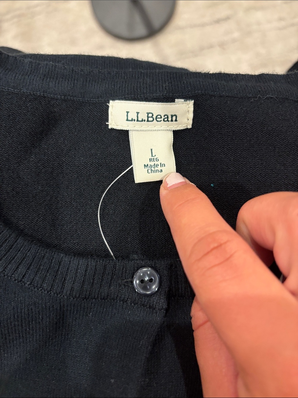 NWT L.L. Bean Black Crewneck Button-Up Cardigan - Picture 4 of 5